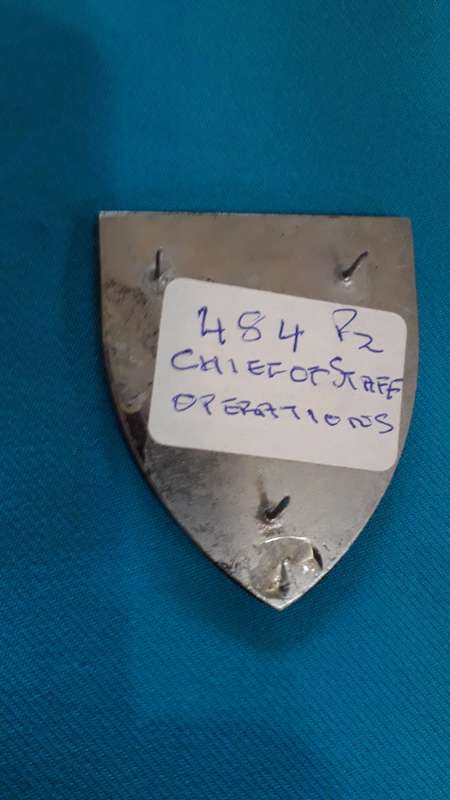 SADF METAL FLASH     CHIEF OF STAFF  111 OPERATIONS'     3 PINS