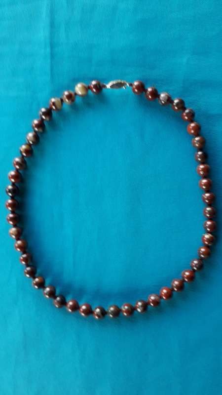 BRECIATED JASPER     BEAD NECKLACE    47 CM
