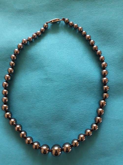 HEMATITE BEAD NECKLACE  42  CM