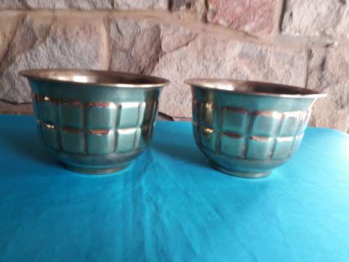 PAIR VINTAGE BRASS  PLANTERS :