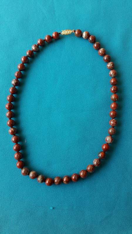 BRECIATED JASPER     BEAD NECKLACE    48 CM