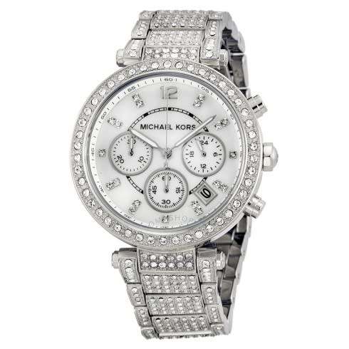 LADIES MICHAEL KORS PARKER MOTHER OF PEARL CRYSTAL WATCH MK5572 ##BRAND NEW##