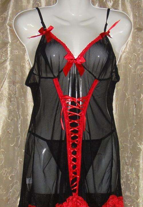 SEXY BLACK LACE LINGERIE DRESS SET ##BRAND NEW##