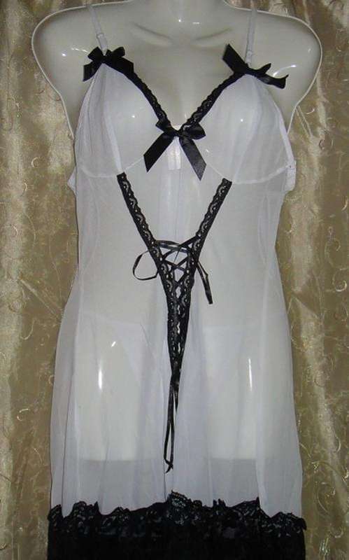 SEXY WHITE& BLACK LACE LINGERIE DRESS SET ##BRAND NEW##