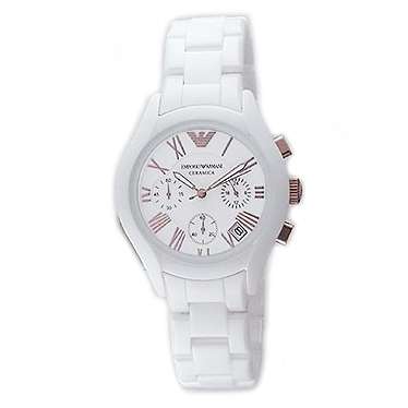 ORIGINAL LADIES EMPORIO ARMANI CERAMICA CHONOGRAPH WATCH AR1417 ##BRAND NEW##