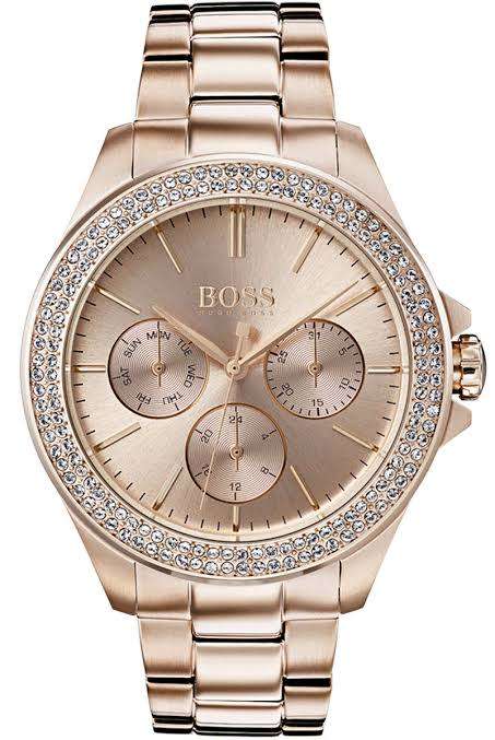 Ladies Hugo Boss Premiere Chronograph Rose Gold Watch 1502443