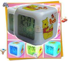 WINNIE THE POOH GLOWING LED COLOUR CHANGE DIGITAL ALARM CLOCK ##BRAND NEW##