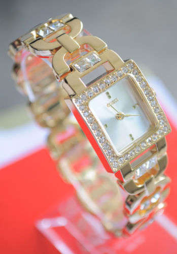 GORGEOUS NEW GUESS GOLD DIAMOND LADIES BRACELET WATCH ##BRAND NEW##
