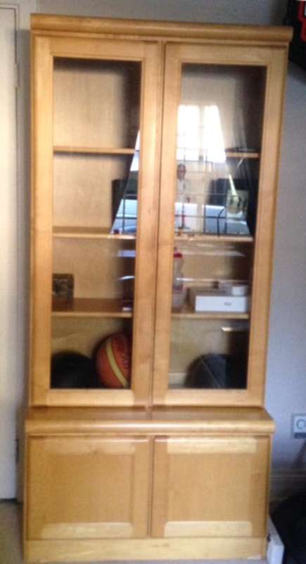 Maple book case with two glass doors