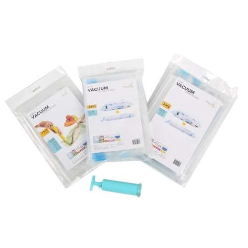 Food storage vacuuming bags with pump