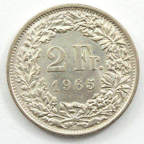 Silver 2 Francs - Switzerland - 1965