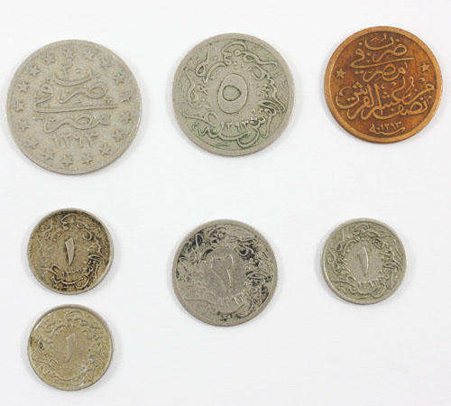 Ottoman Empire Egypt coins x 7 (1884-1912)