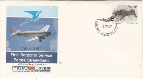 SAA/SAL No 43 First Regional Service 1937 - 1987 (Certified Flown)