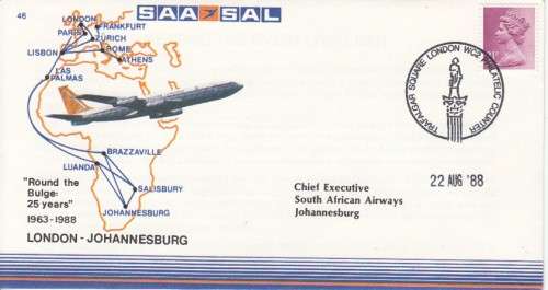 SAA/SAL No 46 25th Anniversary " Round The Bulge " London - Johannesburg (Certified Flown)