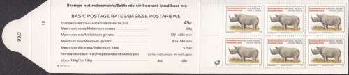 RSA Booklet Rhino (10 X Standard Mail Stamps) 93/3 (19)