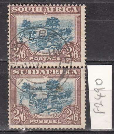 Union Vertical Pair of 2s6d Ox Waggon Stamps