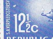 RSA Block of Four 12 1/2c - 50th Anniv of SA Nursing Stamps With White Dot Above the 1 of the 12