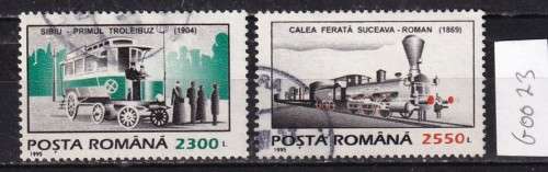 Romania Two Steam Train Stamps
