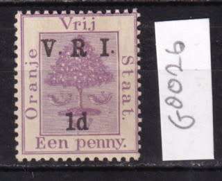 OFS 1d Puple with V.R.I. Overprint No Stop after R (Raised Dots)