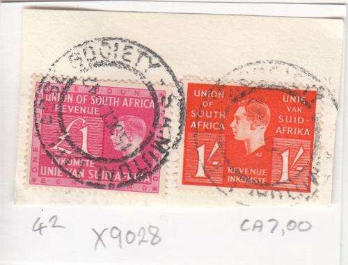 Union Two Revenue Stamps One Pound & 1s ( Number Under Kings Head 42). As Image.
