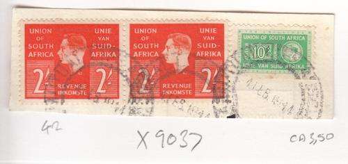 Union Three Revenue Stamps Pair 2s (Number Under Kings Head 42) Plus 10s (Small War). As Image.