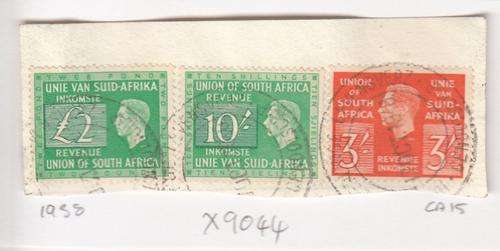 Union Three Revenue Stamps 2 Pound & 10s & 3s (Number Under Kings Head 1938). As Image.