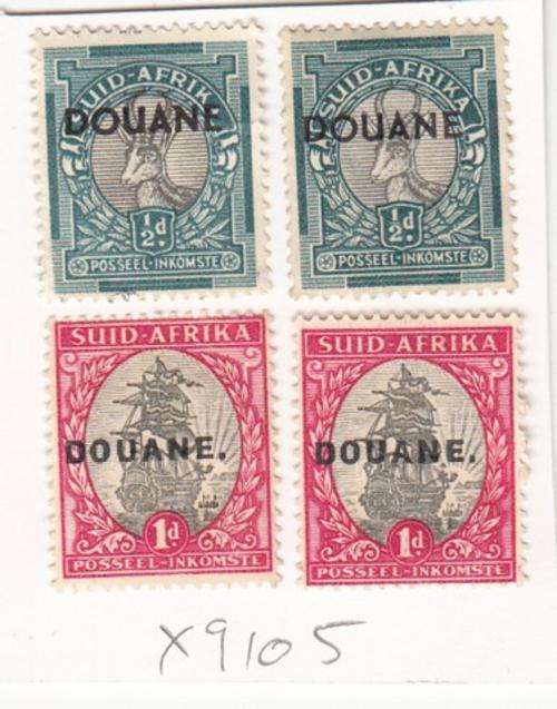 Union Group of Four Stamps with DOUANE Overprint. As Image