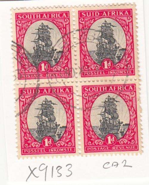 Union Block of Four 1d Ship Stamps. As Image.