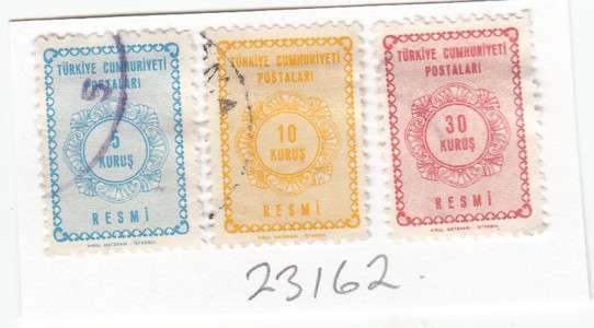 Turkey Group of Three Stamps. As Image.