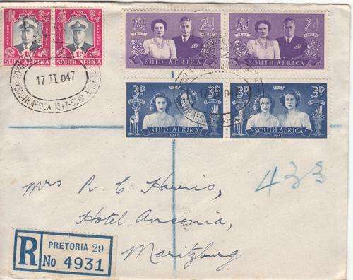 Union FDC Royal Visit Pretoria 18 Reg DD 17 II 47. As Image.