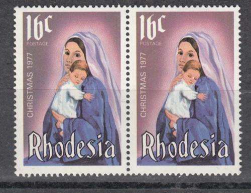 Rhodesia Pair of 16c Christmas 1977 Stamps, Mint. As Image.