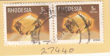 Rhodesia Pair of 5c Citrine Stamps. As Image.