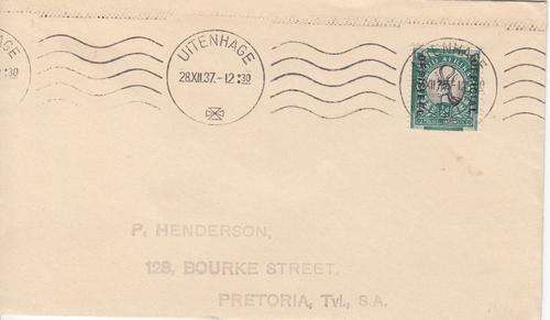 Union Postal Item Single 1/2d OFFICIAL Springbuck Stamp Uitenhage Post Mark. Fated 28 - XII - 3 7