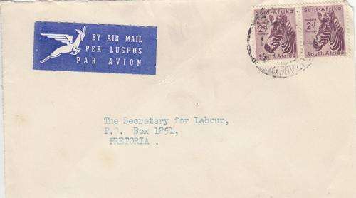 Union Postal Item Front Cover Only With Pair of 2d Zebra Stamps. As Image.