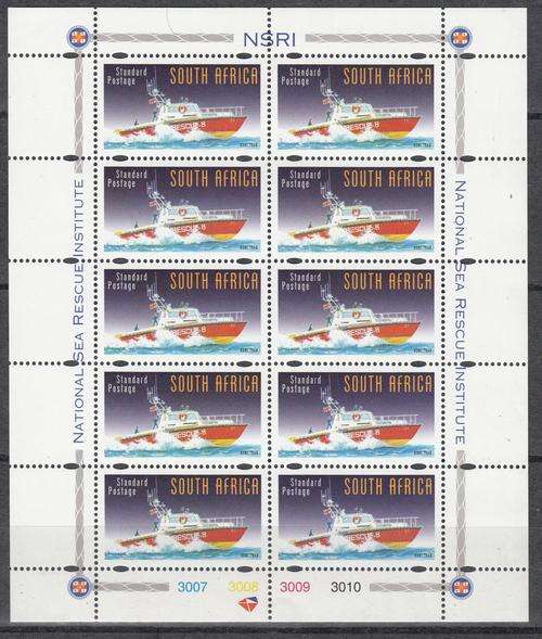 RSA 1997 National Sea Rescue Institute Sheet-let of 10 Stamps (Face Value R 28.85)
