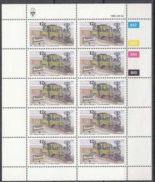 SWA Sheet of Ten 12c Zwilling Locomotive Stamps.