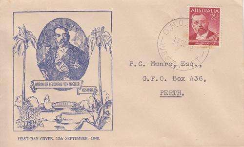 Australia FDC Baron Sir Fednand Von Mueller (Aging)