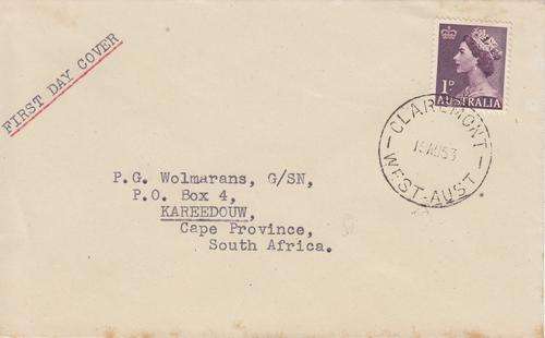 Australia FDC With 1d QEII Stamp DD 19 AU 53 (Aging)