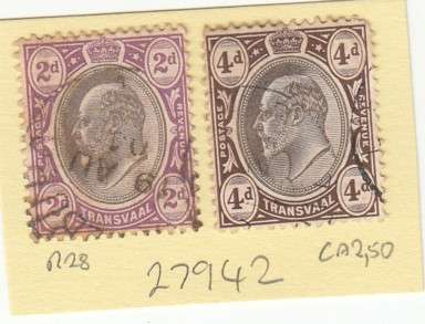 Transvaal Two Single Stamps (2d & 4d).