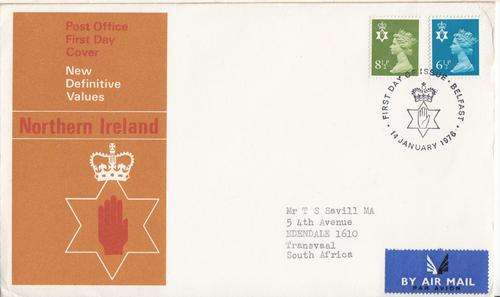 Northern Ireland FDC 14 January 1976, 6 1/2p & 8 1/2p QEII Stamps.