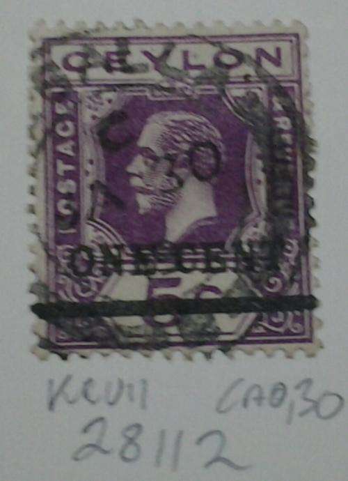 Ceylon Single 5c KEVII Stamp With ONE CENT Overprint.