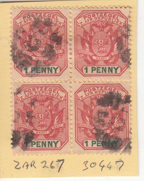 ZAR Block of Four 1d Stamps (ZAR 267)