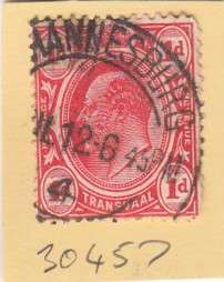 Transvaal 1d Stamp Partial "ANNESBURG" Post Mark