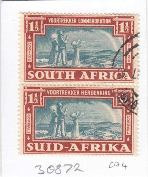 Union Pair of 1 1/2d Voortrekker Stamps (1938).