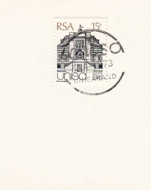 RSA Single 15c UNISA Building Stamp with Special Date Stamp