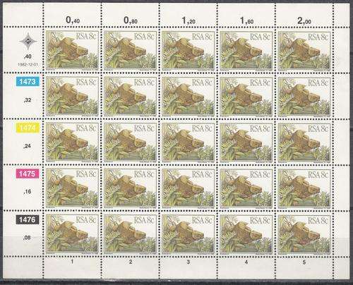 RSA Sheet of 25, 8c Braysaurus Stamps