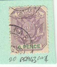 ZAR Single 6 Pence Stamp Partial " FAST " Post Mark (Catalogue Value R 20.00)