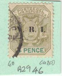 ZAR Single 4 Pence Stamp With V.R.I. Surcharge (Catalogue Value R 40.00)