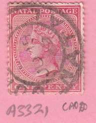 Natal One Penny Stamp Partial " NATAL " Post Mark