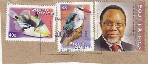 RSA Three Stamps on Piece (Motlanthe Plus 2). As Image.